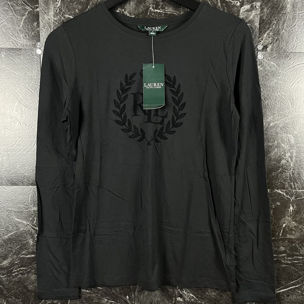Polo Ralph Lauren Women's Black Graphic Crest Shirt Small -New
